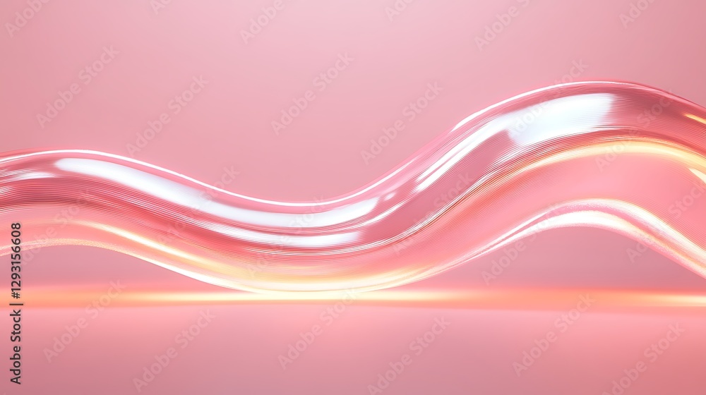 Poster abstract flowing wave shape design in soft pink and light reflections for artistic backgrounds