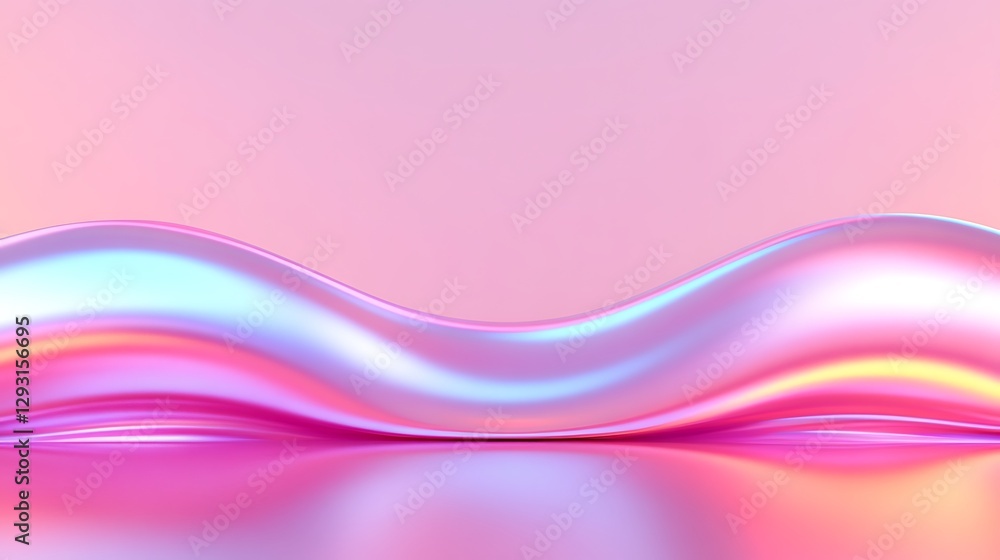 Poster abstract flowing waves creating a soft gradient of pink and blue colors in a dreamy and serene backg