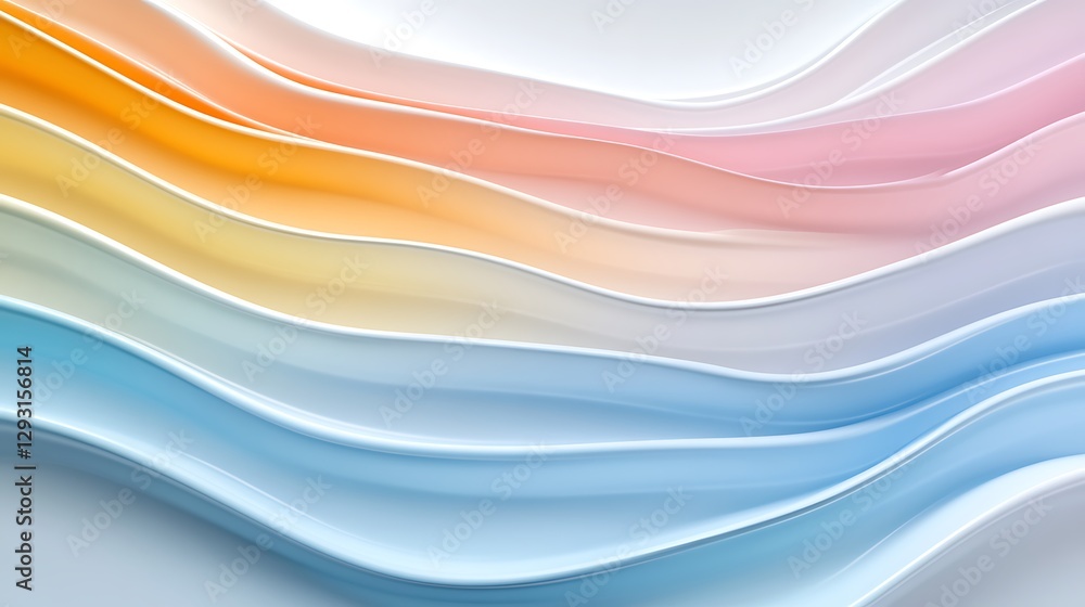 Poster abstract flowing waves in pastel colors creating a serene and modern background for design projects