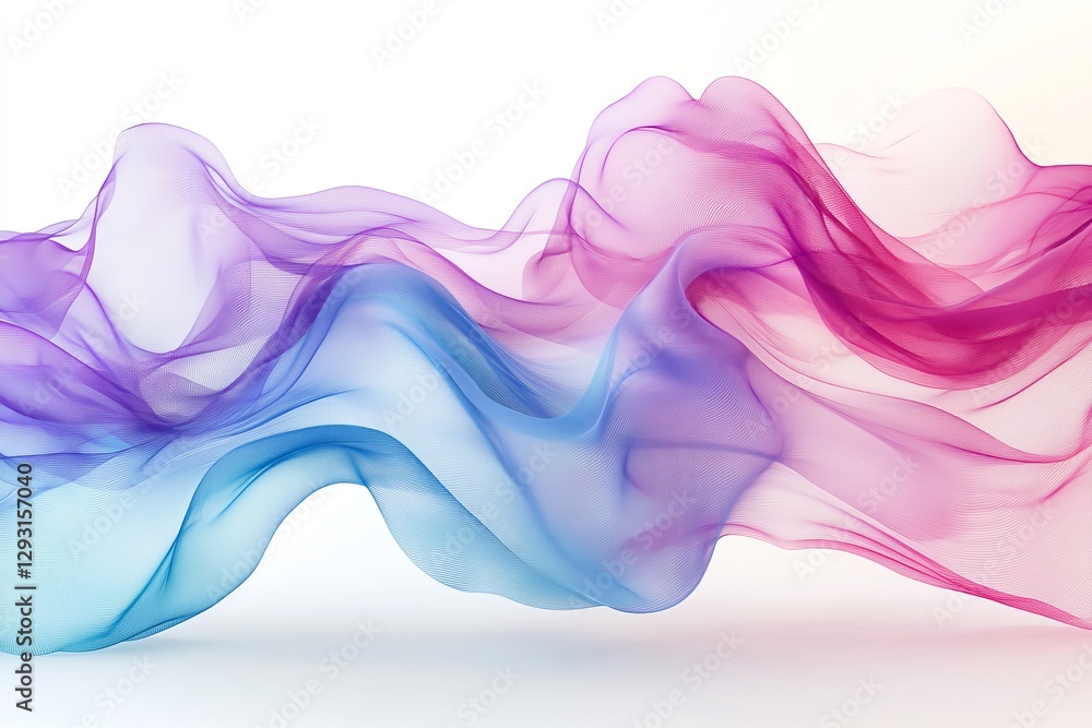 Poster flowing fabric waves in soft gradient colors create an elegant and artistic impression