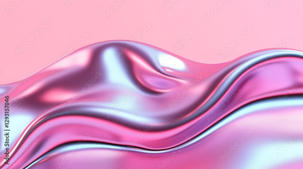 Aufkleber abstract flowing waves in soft pink and shimmering metallic tones for modern design and art projects