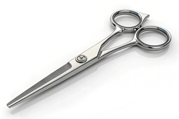 Fototapeta premium A pair of shiny stainless steel scissors with rounded handles