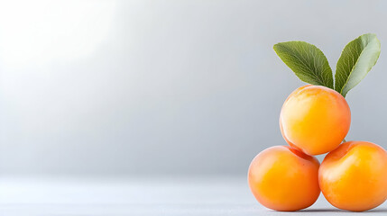 Ripe yellow plums, studio shot, gray background, food blog use