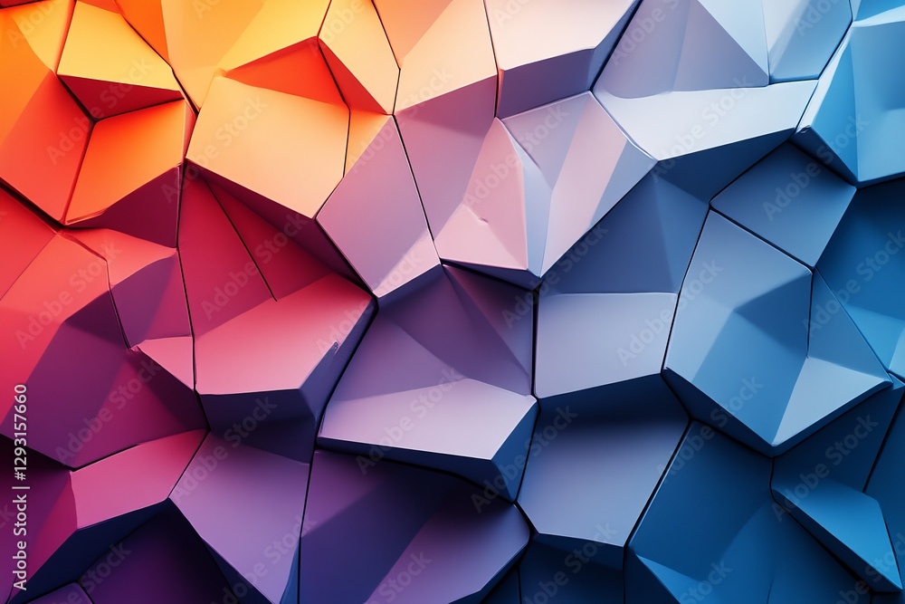 Poster colorful geometric patterns create a striking visual effect with varying shapes and shades in vibran