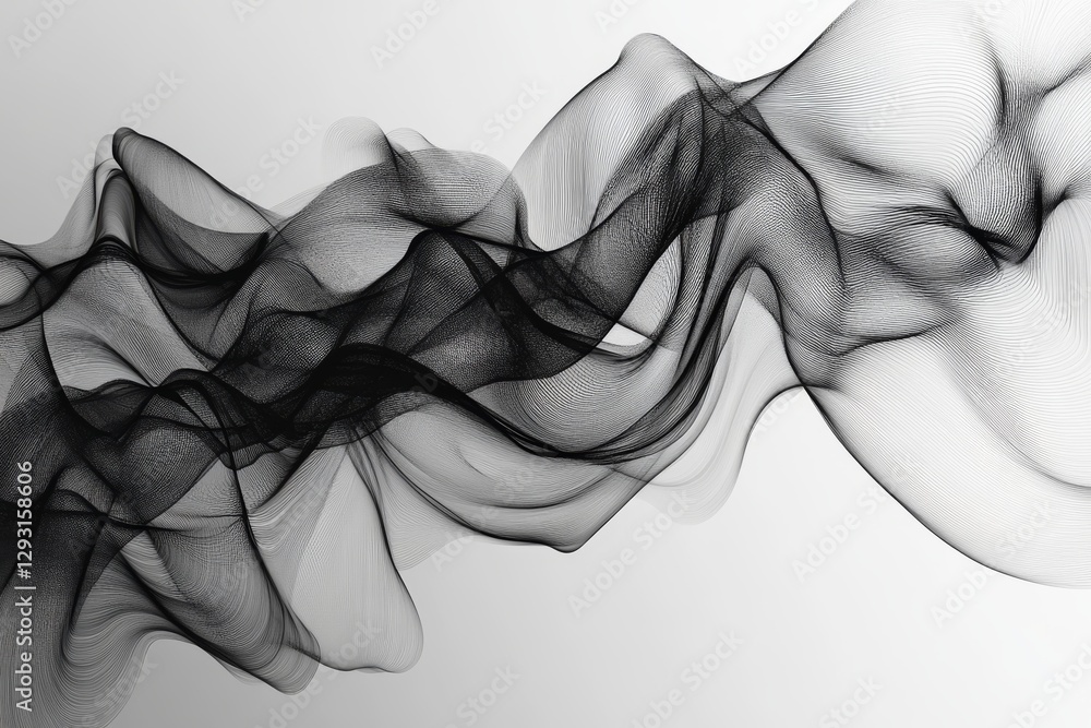 Poster colorful abstract lines flowing in a fluid motion over a light background