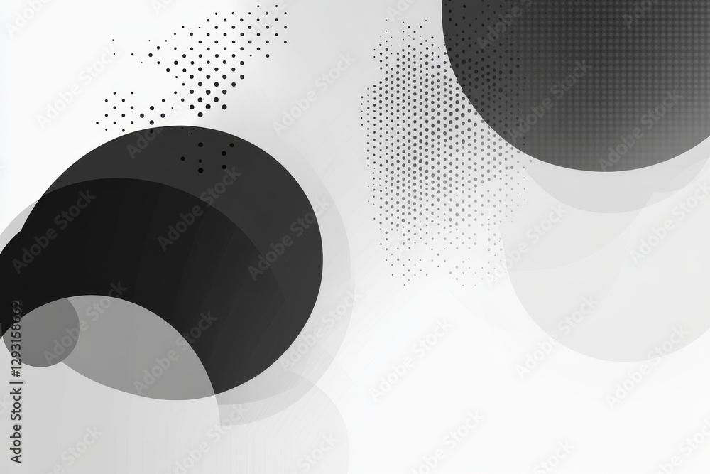Poster abstract black and white design with varied shapes and patterns creating a modern visual effect
