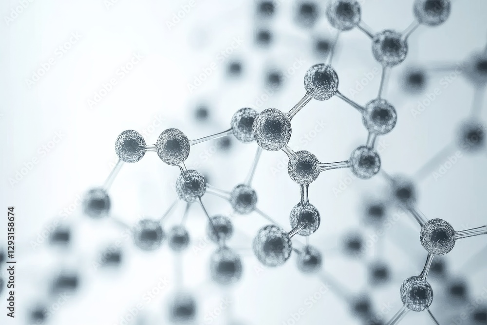 Poster molecular structure visualized with interconnected atoms demonstrating scientific concepts and resea