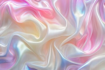 Fototapeta premium Colorful silk fabric draped gracefully creates a mesmerizing display of soft waves and shimmering textures in pastel hues