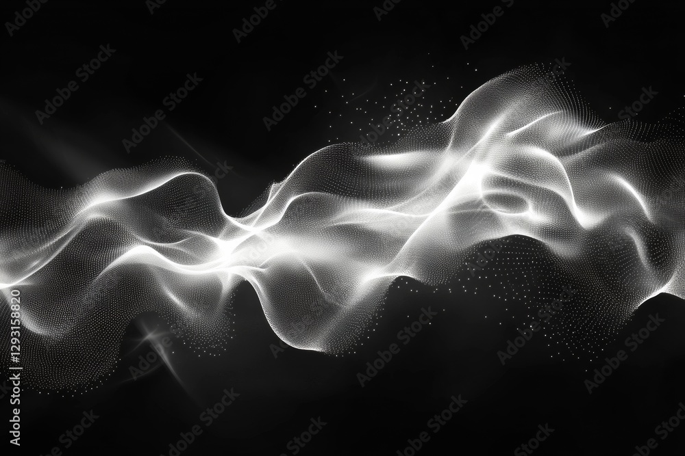 Aufkleber Flowing abstract waves of light with dynamic patterns in a dark background