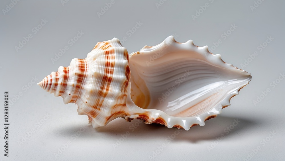 Poster elegant seashell isolated on neutral background ideal for coastal themes and textual overlay in desi