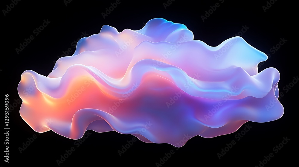 Poster abstract fluid shape in soft colors on black background for minimalist and modern design application