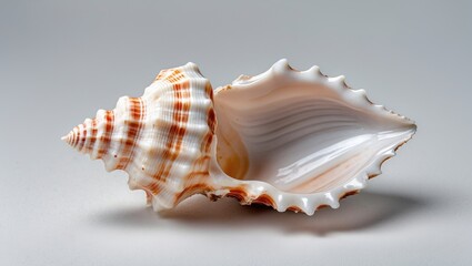 Elegant Seashell Isolated on Neutral Background Ideal for Coastal Themes and Textual Overlay in Design Projects