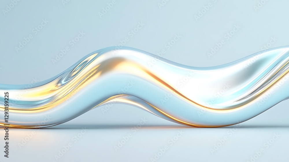 Poster abstract fluid shape with smooth curves and glossy finish on a light background for modern design pr