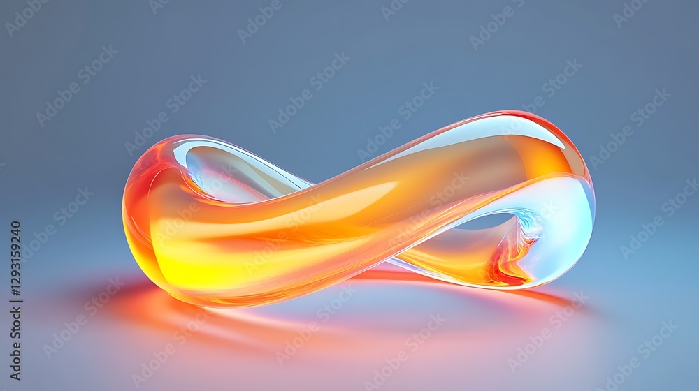 Poster abstract fluid shape with smooth curves and gradients in warm colors on a subtle background