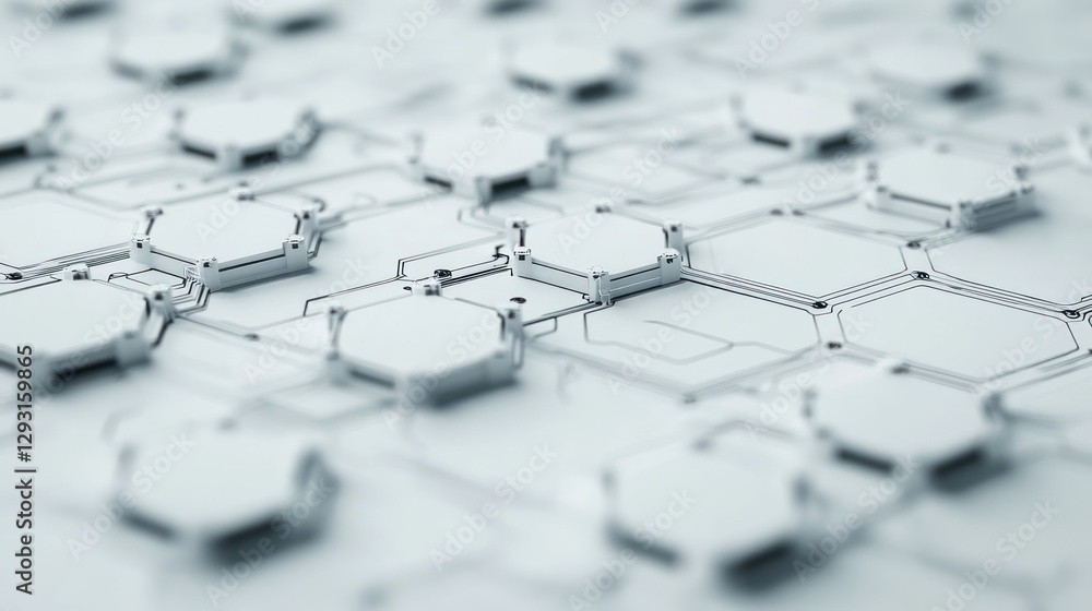 Poster abstract white hexagon circuit board tech background