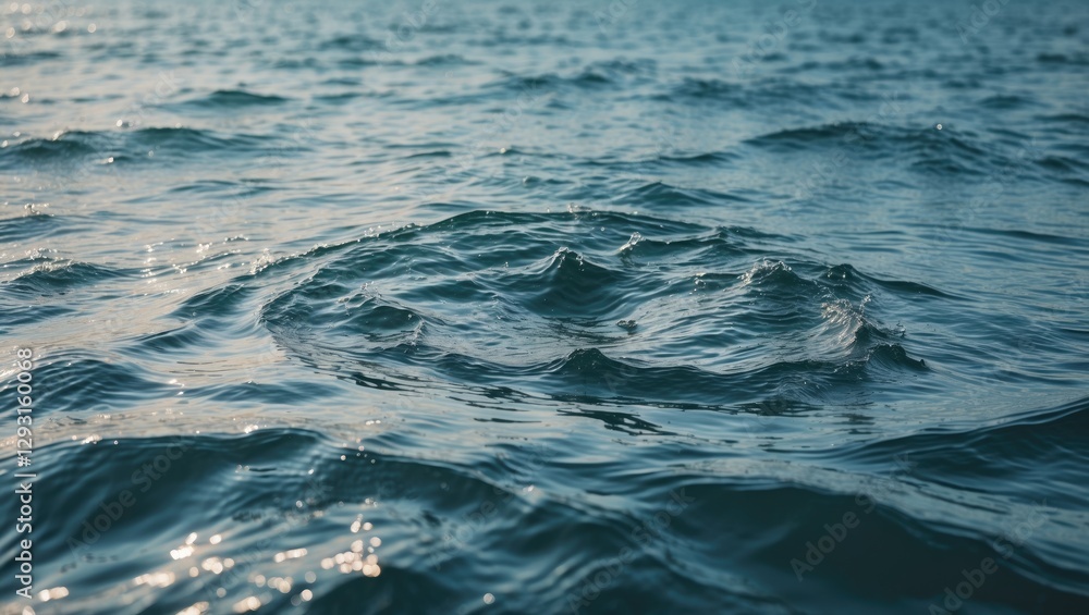 Poster tranquil sea water surface with gentle ripples and empty space for text or graphics