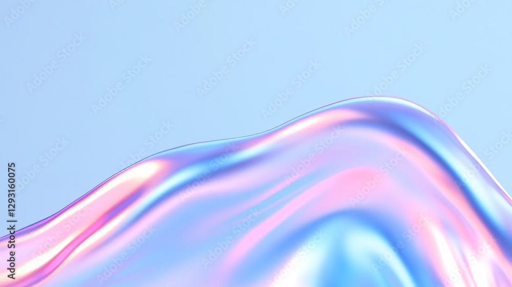 Poster abstract fluid wave form in soft blue and pink hues with smooth gradient texture for creative backgr