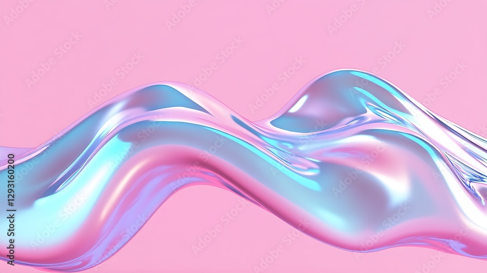 Poster abstract fluid wave in soft pastel colors with glossy surface ideal for modern design projects