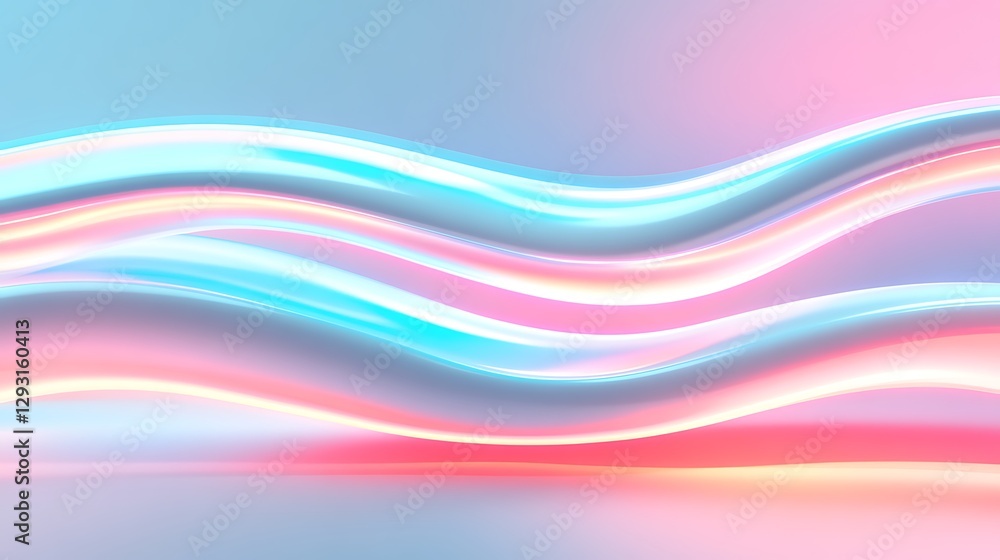 Poster abstract fluid waves in soft pastel colors with smooth flowing lines and gradient effects