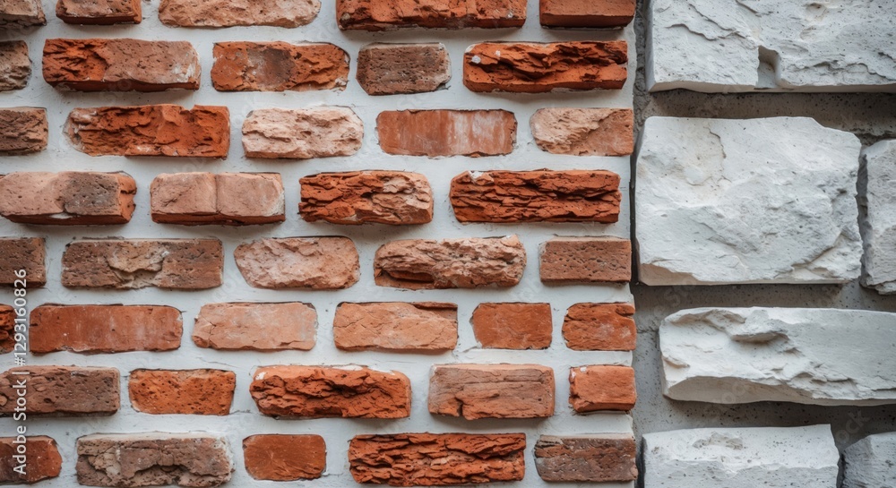 Poster rustic brick and white stone wall textures showcasing contrast in materials and colors suitable for 