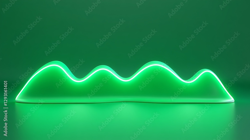Poster abstract green wave design with glowing contours on a smooth surface for modern backgrounds or artis