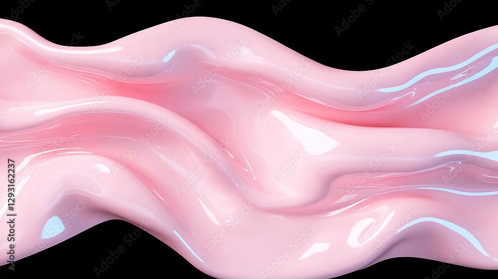 Poster abstract liquid flow with pink and glossy texture on a black background for creative design projects