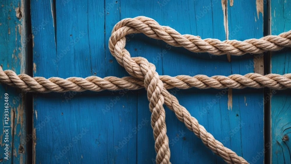 Aufkleber textured blue wooden background with rustic rope creating a natural, inviting atmosphere perfect for