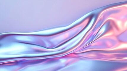 Obraz premium Abstract Metallic Fabric with Soft Waves and Subtle Iridescent Reflection in Blue and Pink Tones