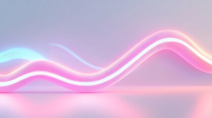 Naklejka premium Abstract neon light wave on pastel background, showcasing movement and vibrant colors in modern design elements