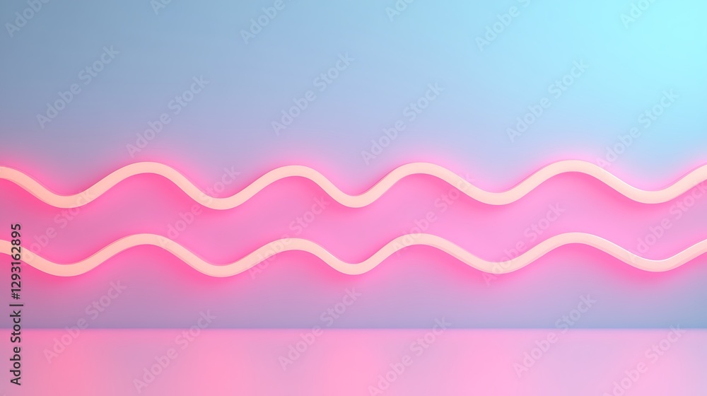 Poster abstract neon waves in soft pastel background creating a modern artistic atmosphere and vivid visual