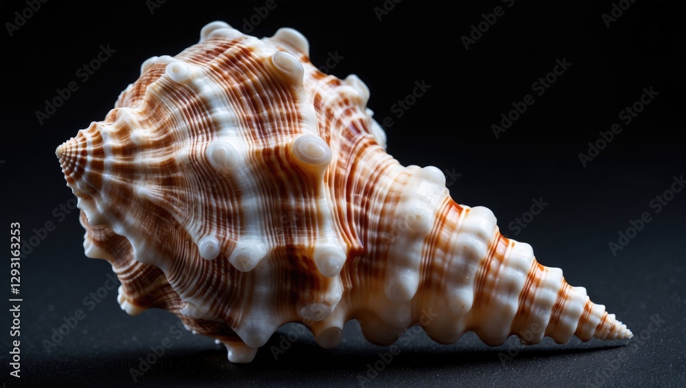 Poster elegant seashell isolated on black background showcasing intricate patterns and natural textures ide