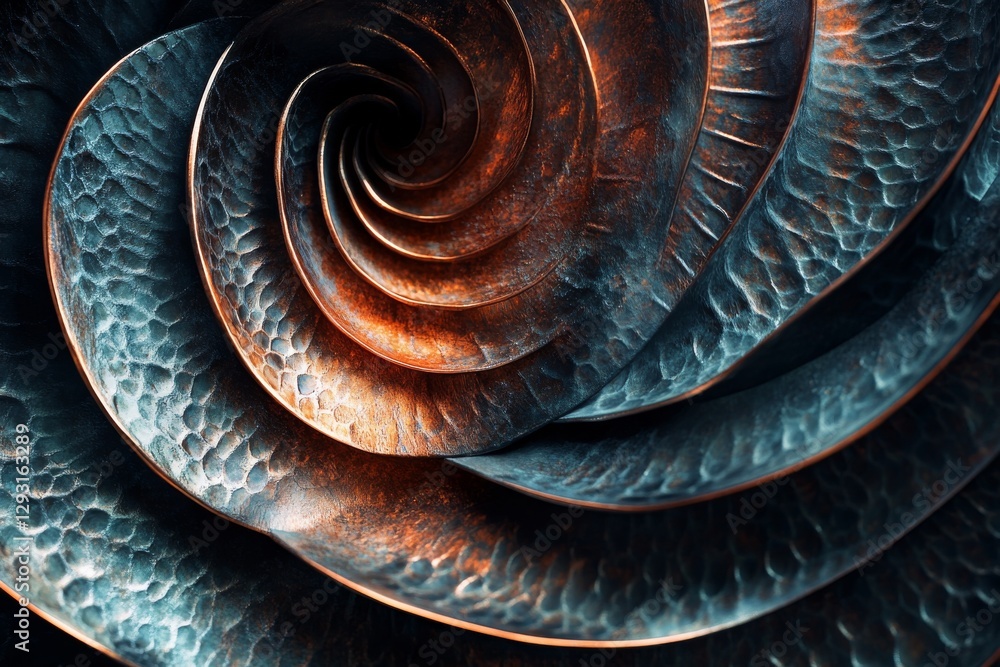 Poster natural spiral pattern showcasing intricate textures and colors in a close-up view of a shell or sim