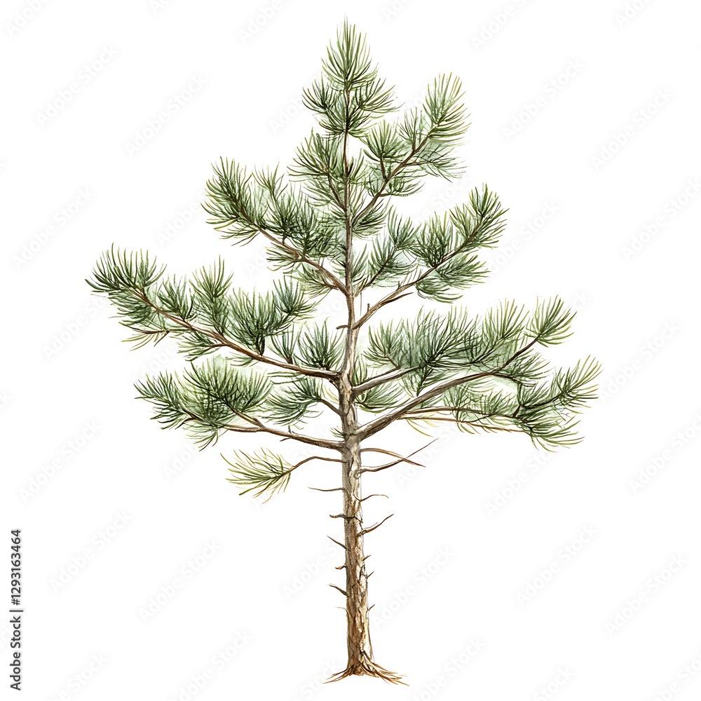 Poster pine tree isolated on white background. clipping path included.