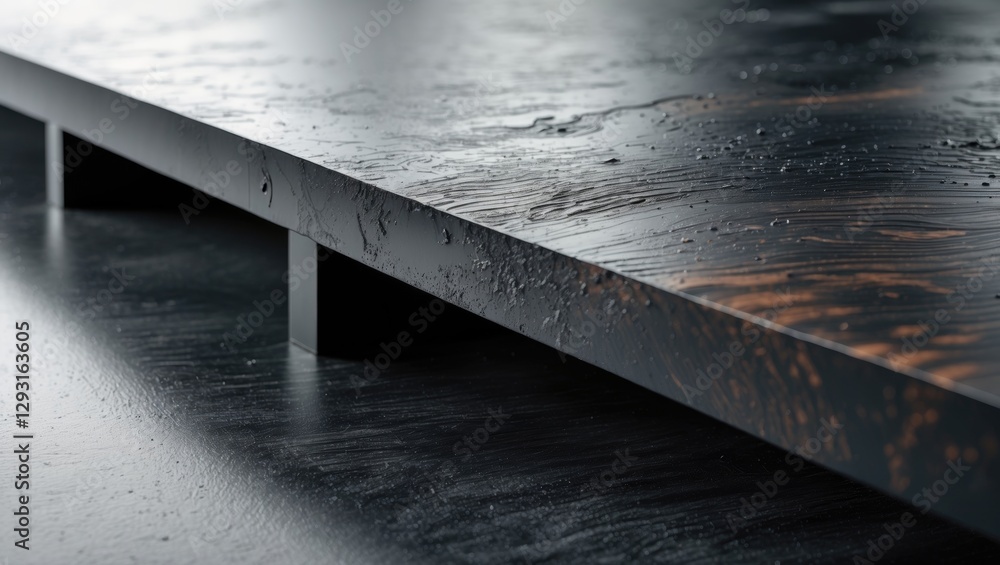 Poster abstract close-up of a textured table edge showcasing sleek design and modern aesthetics with highli