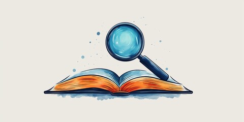 Magnifying glass over open book icon symbolizing research
