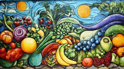 Vibrant Mural Celebrating Local Culinary Heritage