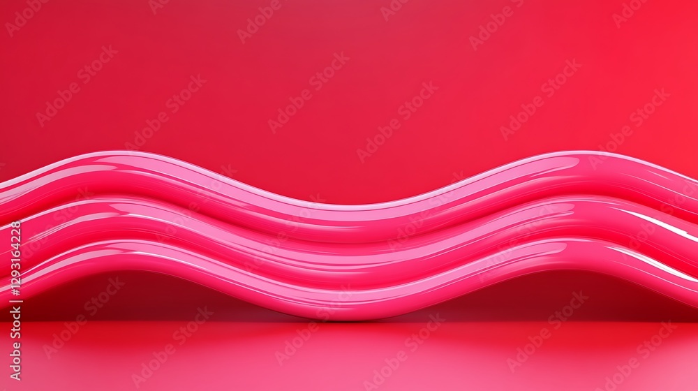 Poster abstract pink wavy lines on red background representing modern art and creative design concepts