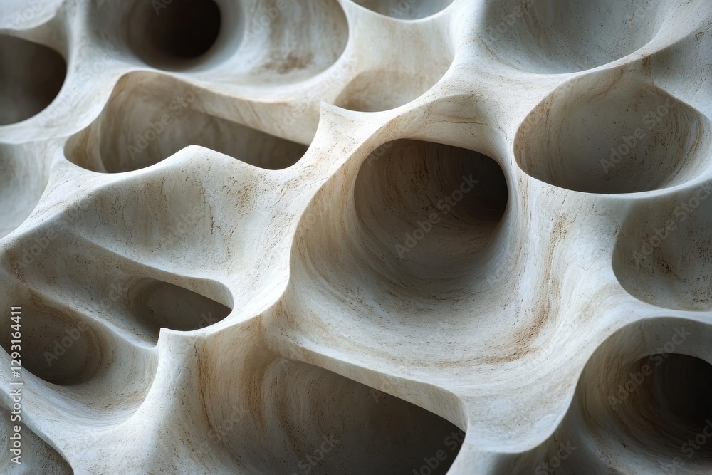 Poster intricate textures and patterns of a sculptural surface showcasing natural curves and voids