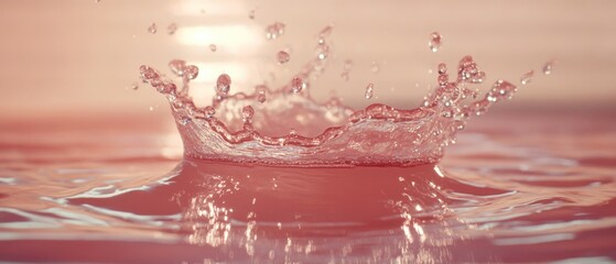 A splash of water with a pink hue