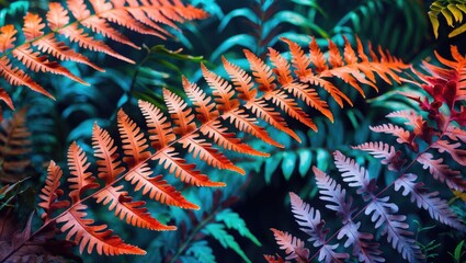 Ancient fern textures showcasing vibrant colors and intricate patterns ideal for modern natural design and high-resolution macro photography.