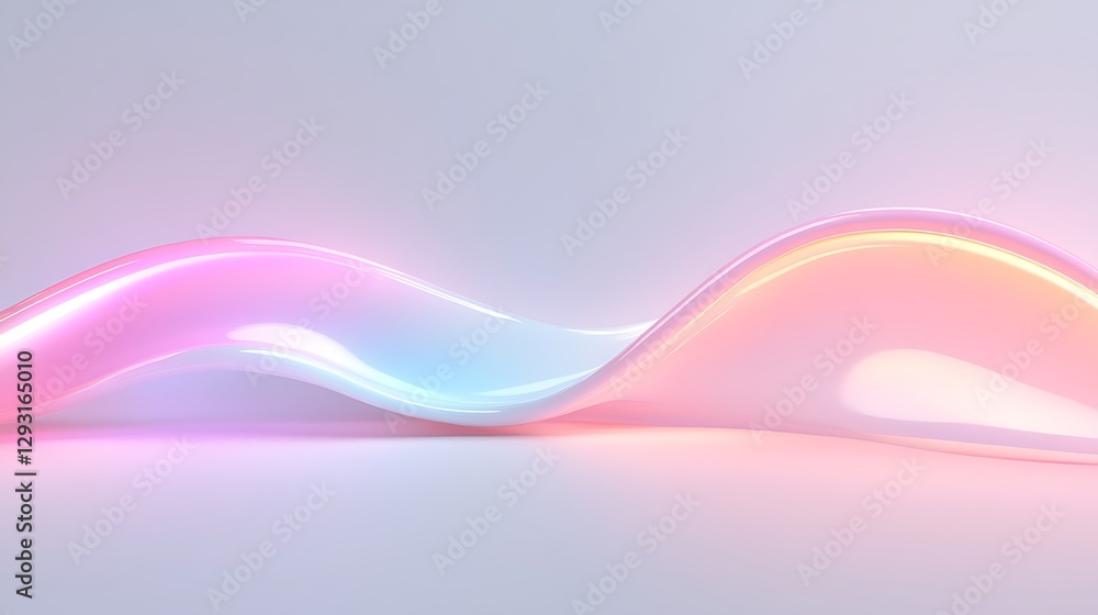 Poster abstract smooth wave with pastel gradient colors and glossy finish in soft lighting environment