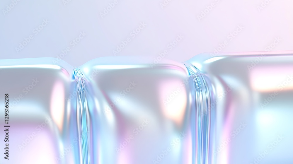 Poster abstract soft metallic surface with shiny reflections and gentle curves in a light color palette
