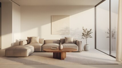 Cozy Gray Sectional Sofa in a Bright Living Room with Natural Decor 