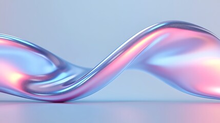 Fototapeta premium Abstract Twisted Design with Smooth Metallic Surface Reflecting Light in Soft Pastel Colors