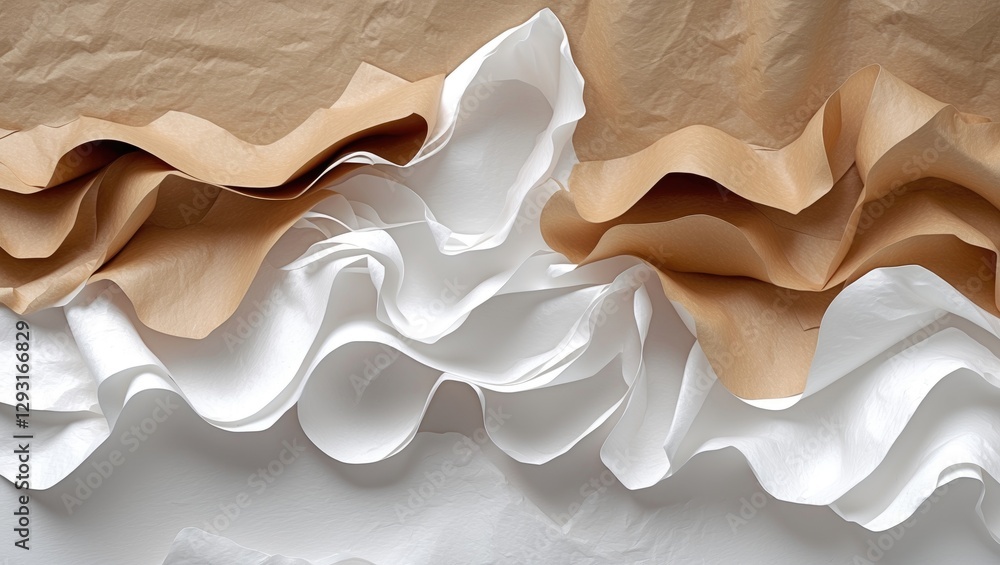 Aufkleber textured layers of white and light brown mulberry paper create an abstract background with elegant r