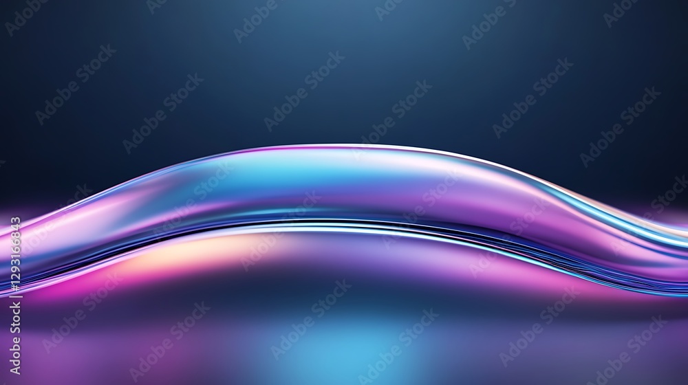 Poster abstract wave in vibrant colors with smooth texture and soft reflections on dark background