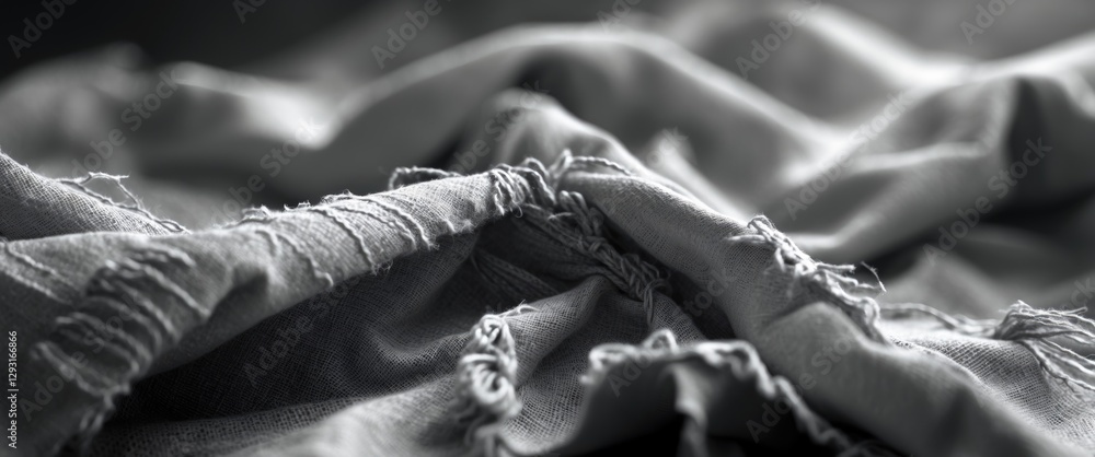 Poster sack cloth texture in black and white with soft blur effect showcasing an abstract fabric background