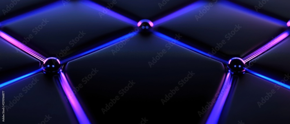 Poster abstract close-up of a modern surface with glowing elements and reflections.