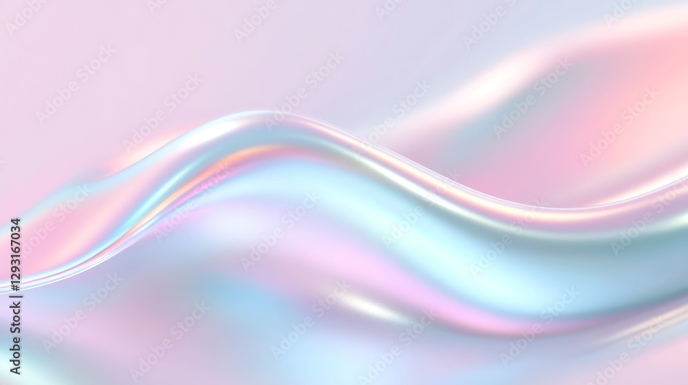 Poster abstract wave pattern in soft pastel colors with shimmering highlights and gentle curves