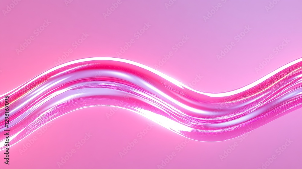 Poster abstract wave pattern with a pink and silver gradient on a soft background for modern design project